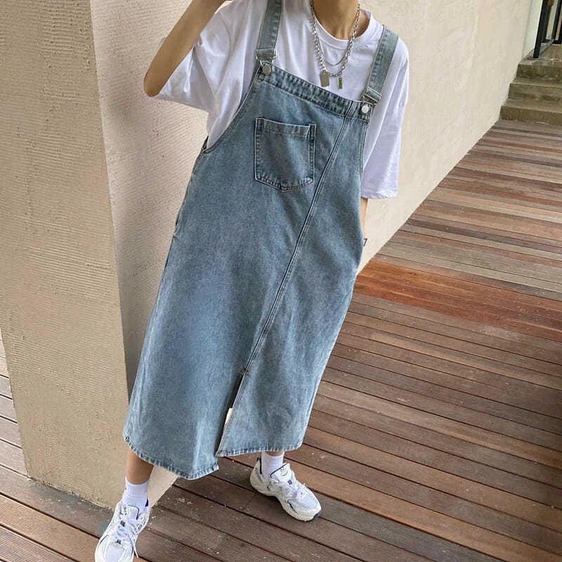 Losvallende Denim Overall-Jurk | Mouwloze Midi-Jurk voor Dames - Mietta