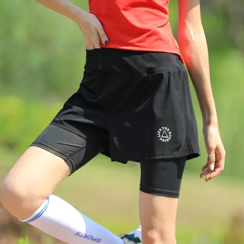 2-in-1 Hoge Taille Sportshorts voor Dames | Yoga, Training & Gym - Haluca