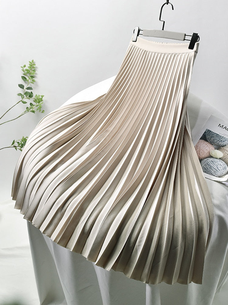 Maxi Plooirok met Hoge Taille - Sodie