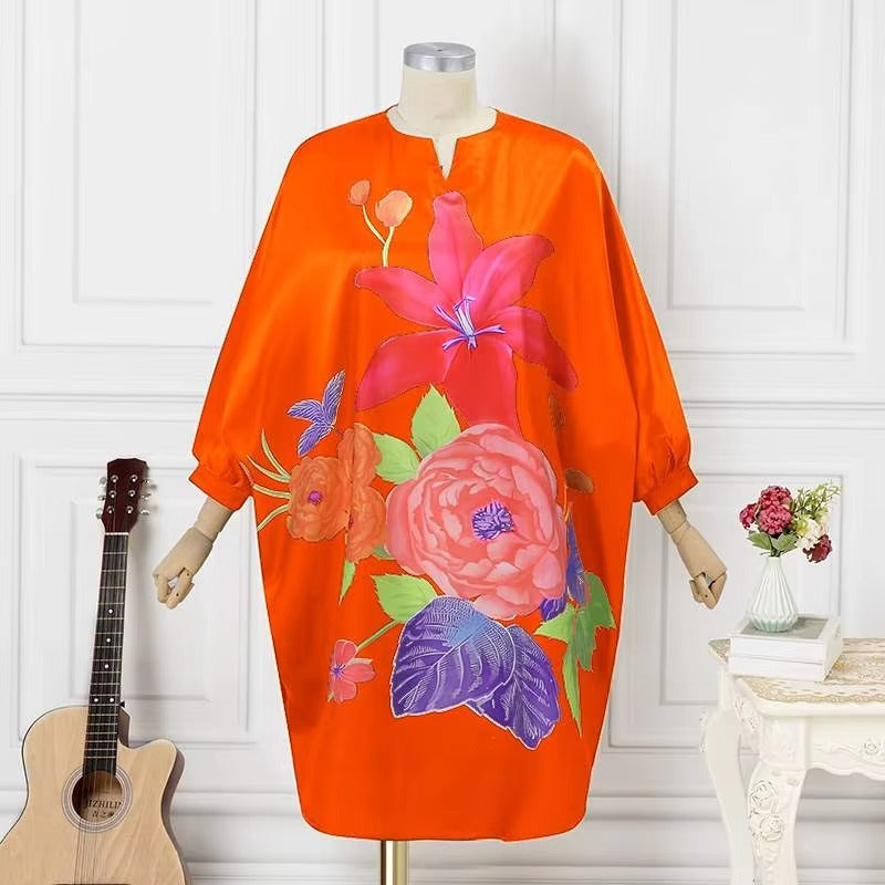 Bloemen Midi-Jurk | Boho-Jurk met 3/4 Vleermuismouwen voor Dames - Madise