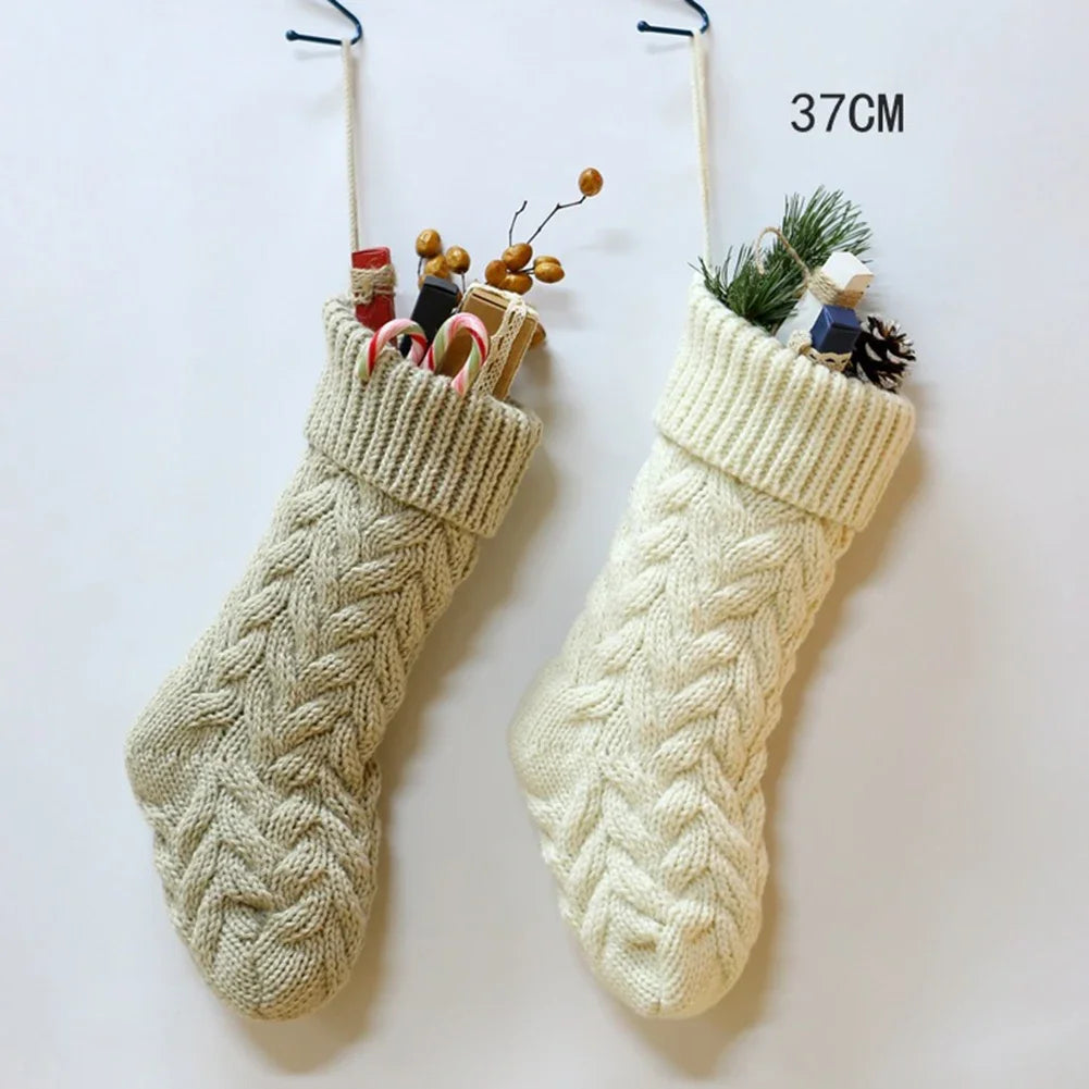 Gebreide Kerstmis decoratie sok | Kerstmis sfeer decoratie | Ornamenten Rood Wit Kerstmis Sok - Macey