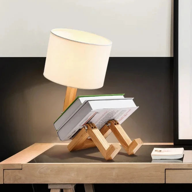 Verstelbare Houten Tafellamp | Boekenhouder functie - Rutan