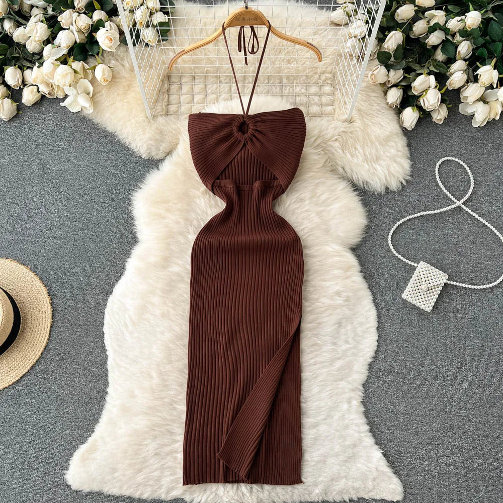 Modieuze Maxi Gebreide Rugloze Jurk voor Dames | Elegante Zomerjurk voor Feestjes - Tiennet