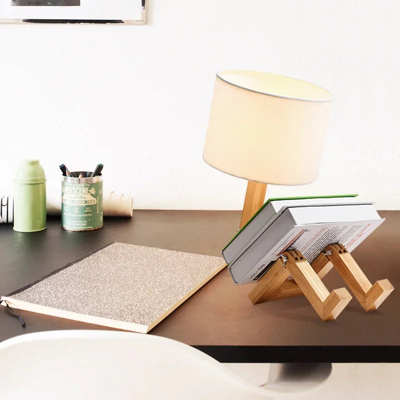 Verstelbare Houten Tafellamp | Boekenhouder functie - Rutan