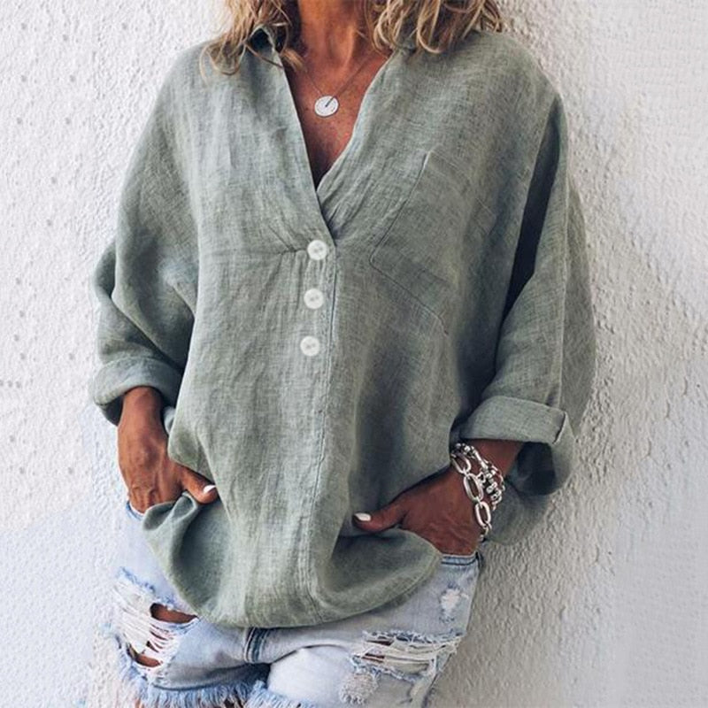 Stijlvolle Linnen Blouse voor de Lente | Elegante en Comfortabele Kleding Must-Have - Ariana