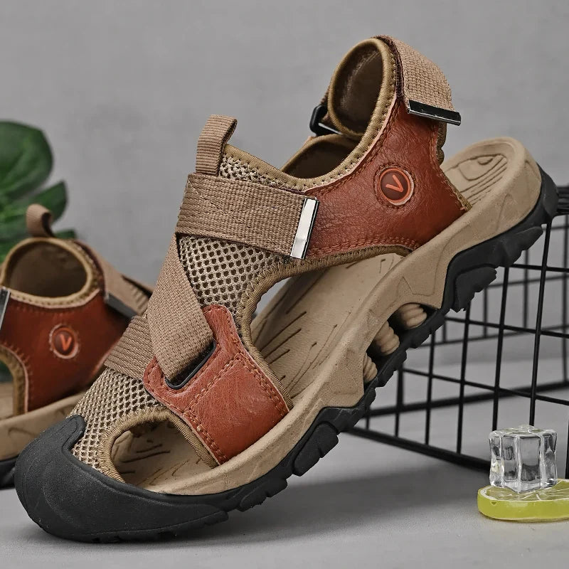 Romeinse Strand Sandalen van Hoogwaardig Leer | Leren Heren Sandalen voor de Zomer - Marcio