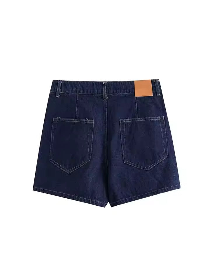 2-delige Asymmetrische Denim Zakrokset | Gestructureerd Korte Top & Mini Rok Set voor Moderne Straatkleding Looks - Marguery