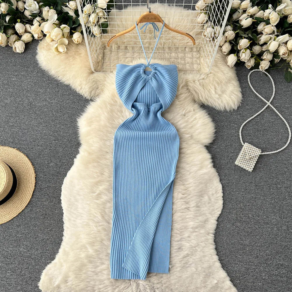 Modieuze Maxi Gebreide Rugloze Jurk voor Dames | Elegante Zomerjurk voor Feestjes - Tiennet