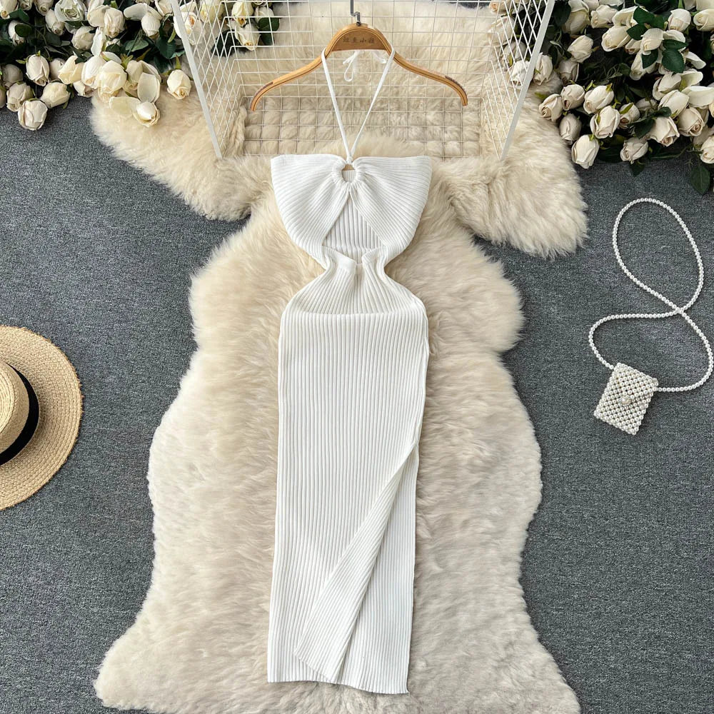 Modieuze Maxi Gebreide Rugloze Jurk voor Dames | Elegante Zomerjurk voor Feestjes - Tiennet