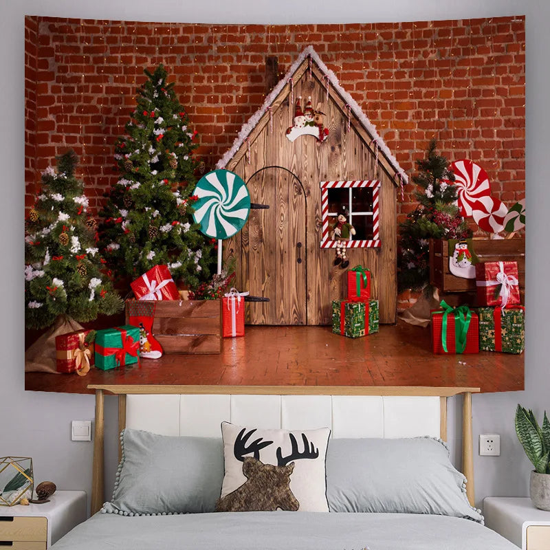 Groot Wandtapijt voor Kerstmis | Muur Hangend Kerstdecor  - TapesWall