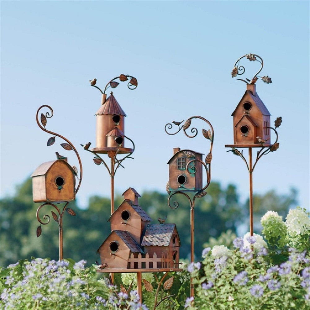 Metalen kunst vogelhuisje tuinplug - Talart
