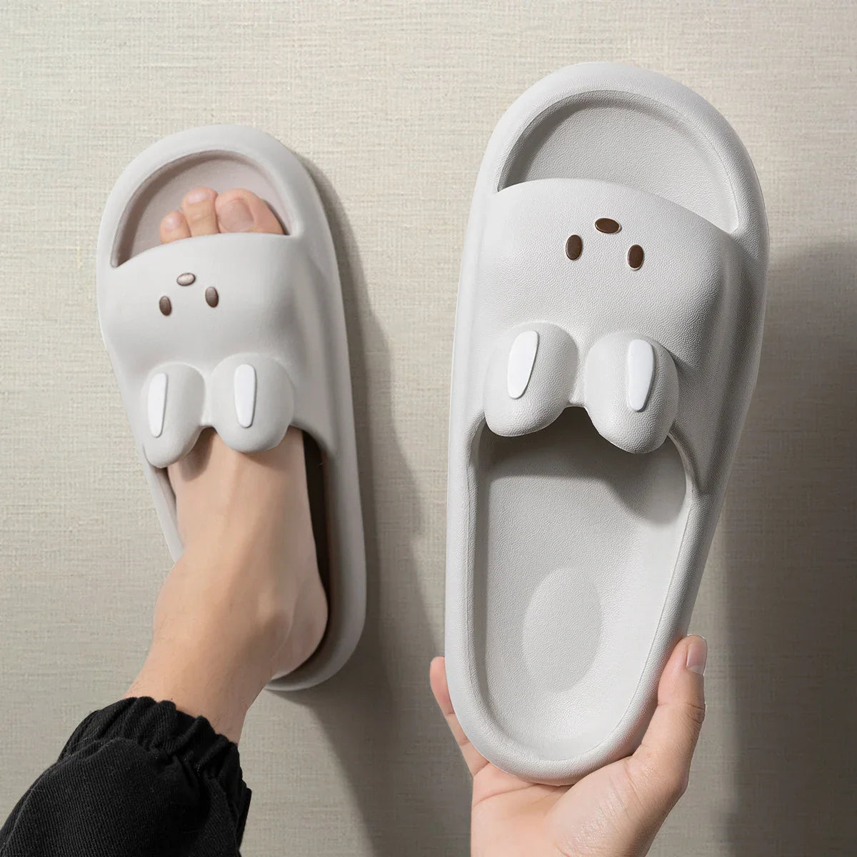 Uniseks Konijnen Gewatteerd Badslippers | Zacht & Pluizig Binnen Sandalen - Zoey