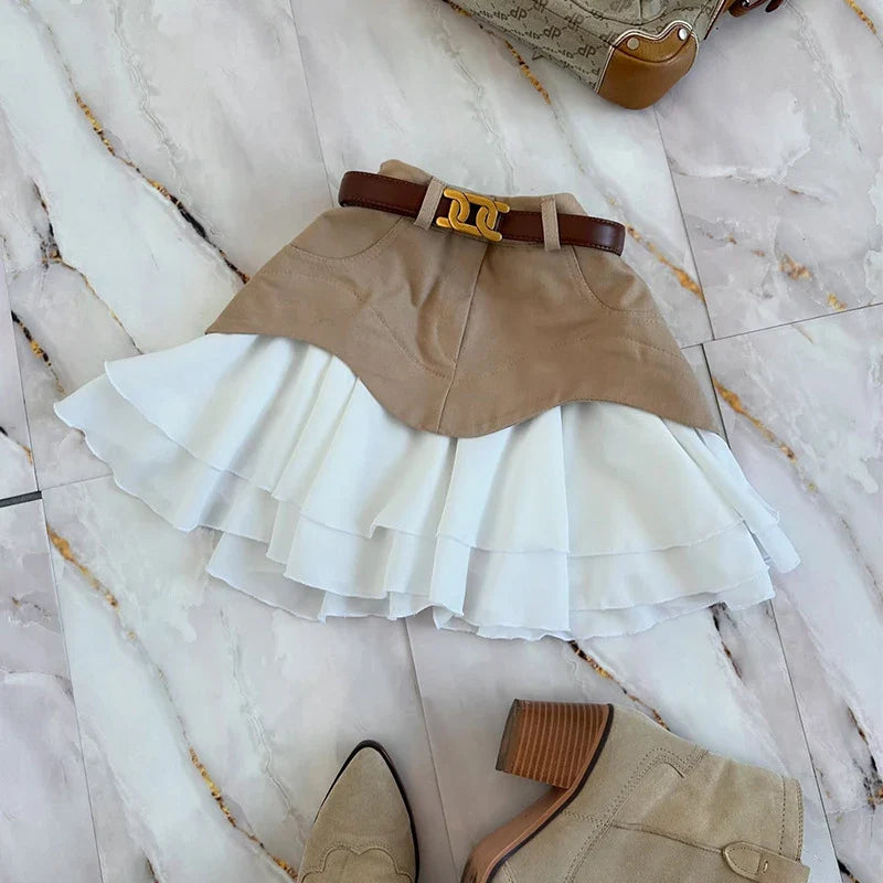 Kleurenblok Minirok met Hoge Taille | Modieuze en Flatterende Pasvorm - Maradille
