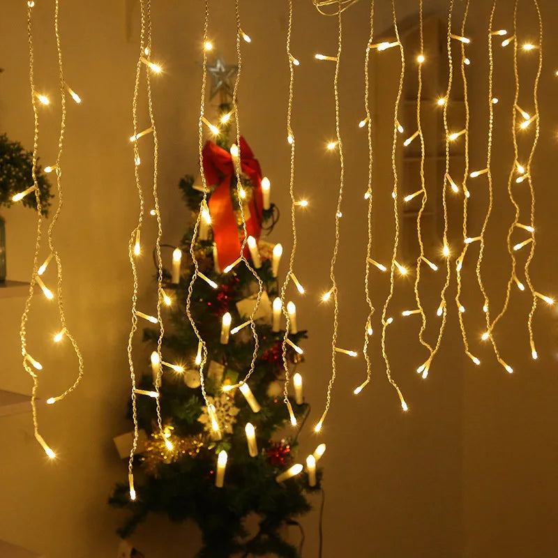 Winter kerstmis gordijn ijspegel String verlichting | kerst slinger Faiy licht decor |  Outdoor tuin straat kerstverlichting  - Axely