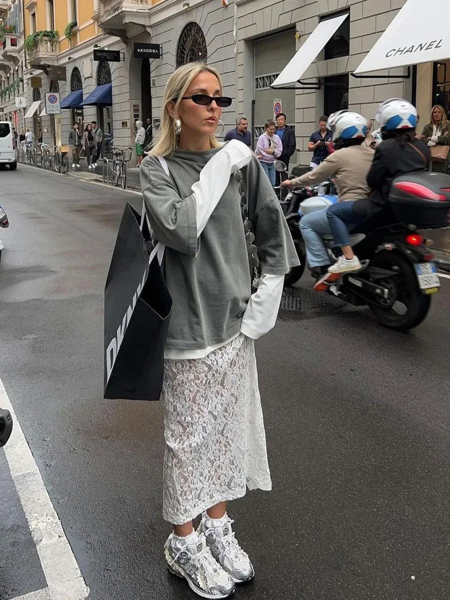 Hoge Taille Kanten Maxi Rok | Luchtige Zomerrok - Roellia