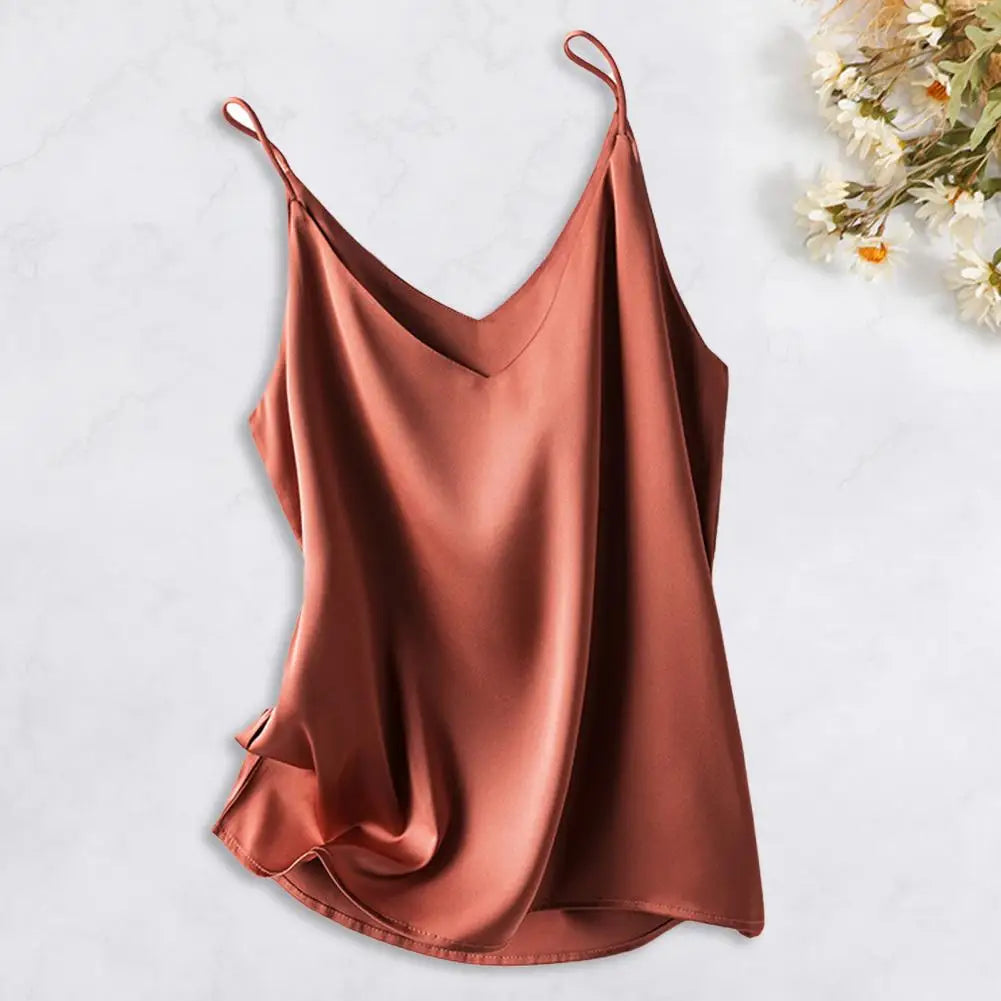 Dames Mouwloze Zijde Cami Top | Luxe Satijn met Spaghetti Bandjes - Alsheid