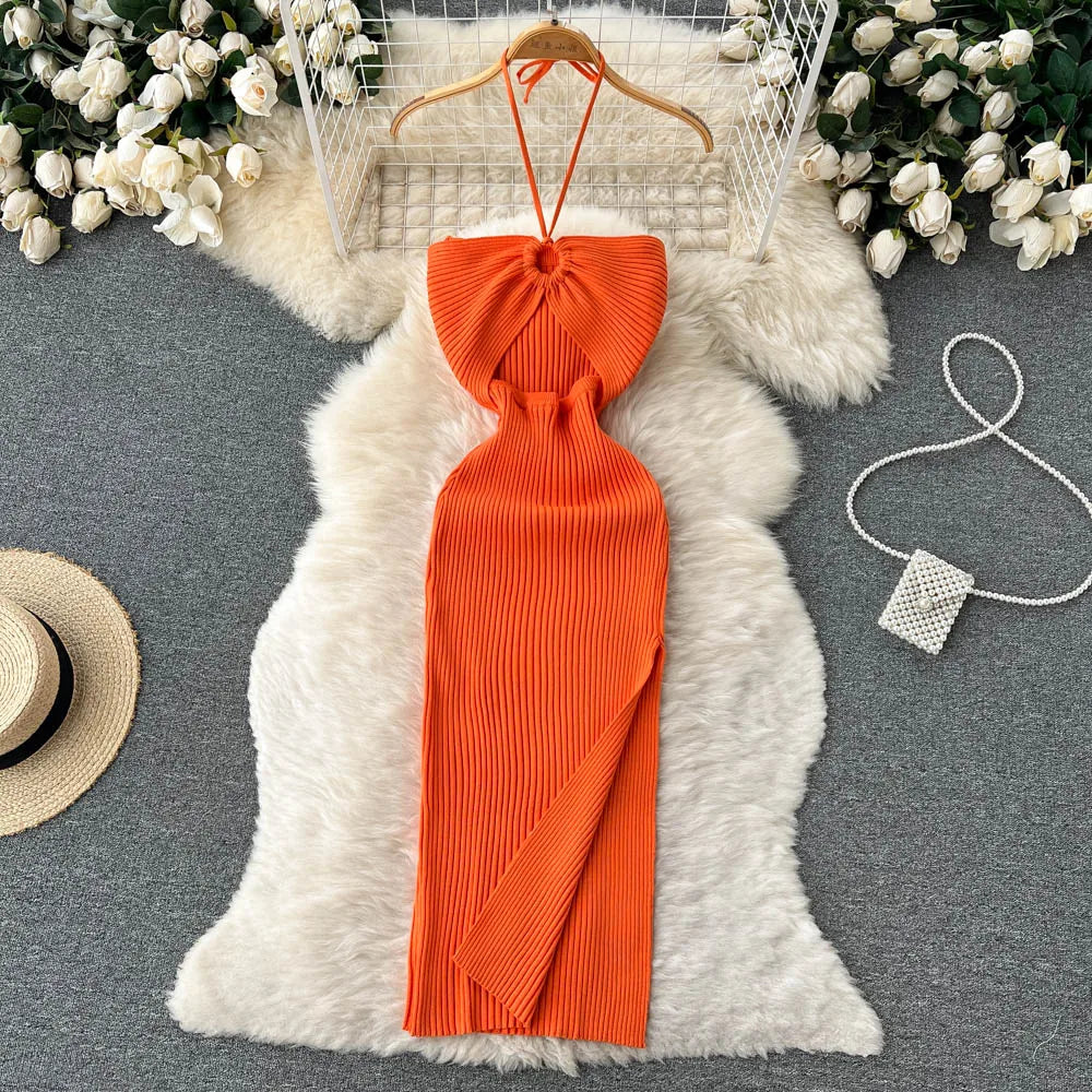 Modieuze Maxi Gebreide Rugloze Jurk voor Dames | Elegante Zomerjurk voor Feestjes - Tiennet