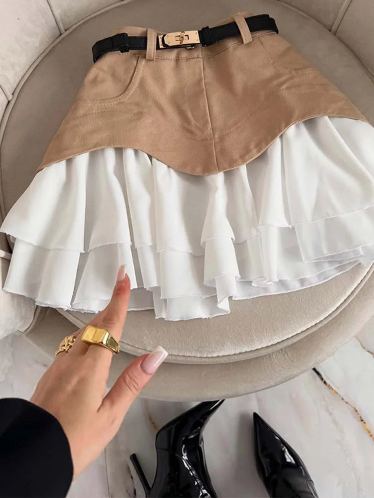 Kleurenblok Minirok met Hoge Taille | Modieuze en Flatterende Pasvorm - Maradille