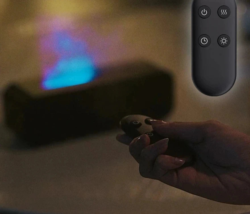 Gesimuleerde Vlam Aroma Diffuser | 7-Kleur Verlichting & Afstandsbediening voor Ultieme Ontspanning - Muham
