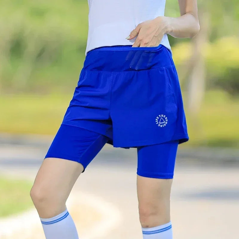 2-in-1 Hoge Taille Sportshorts voor Dames | Yoga, Training & Gym - Haluca