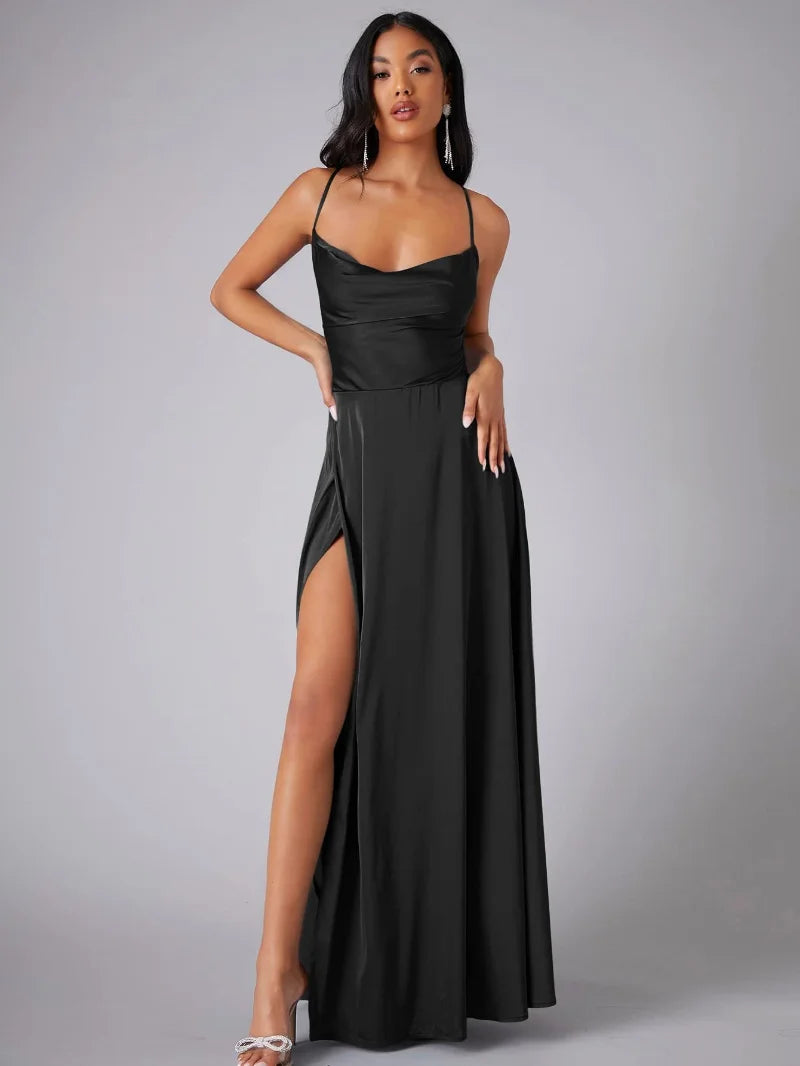 Dames Maxi Jurk van Zijde met Diepe Rug voor Formele Gelegenheden | Tijdloze Elegantie - Delrose