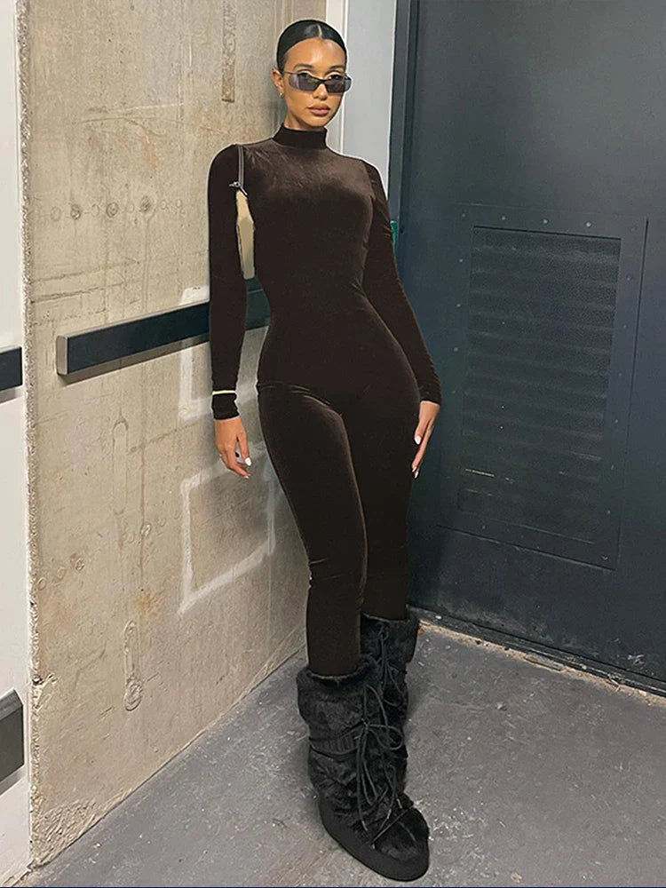 Flatterende Velvet Jumpsuit met Rits | Stijlvolle Lente Streetwear - Ehilda