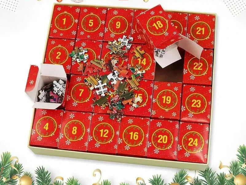 Kerstman puzzel adventkalender | Kerstmis puzzel speelgoed verrassingscadeaus voor kinderen | Kerst advent kalender - Kertso