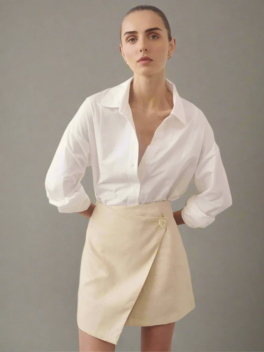 Modieuze Hoge Taille Linnen Rok | Lente & Zomer - Zunnee