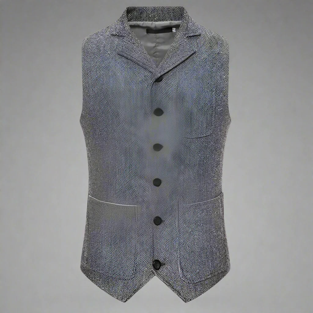 Stijlvolle Heren Herringbone Denim vest | Tijdloos Design voor Lente en Herfst - Aliston