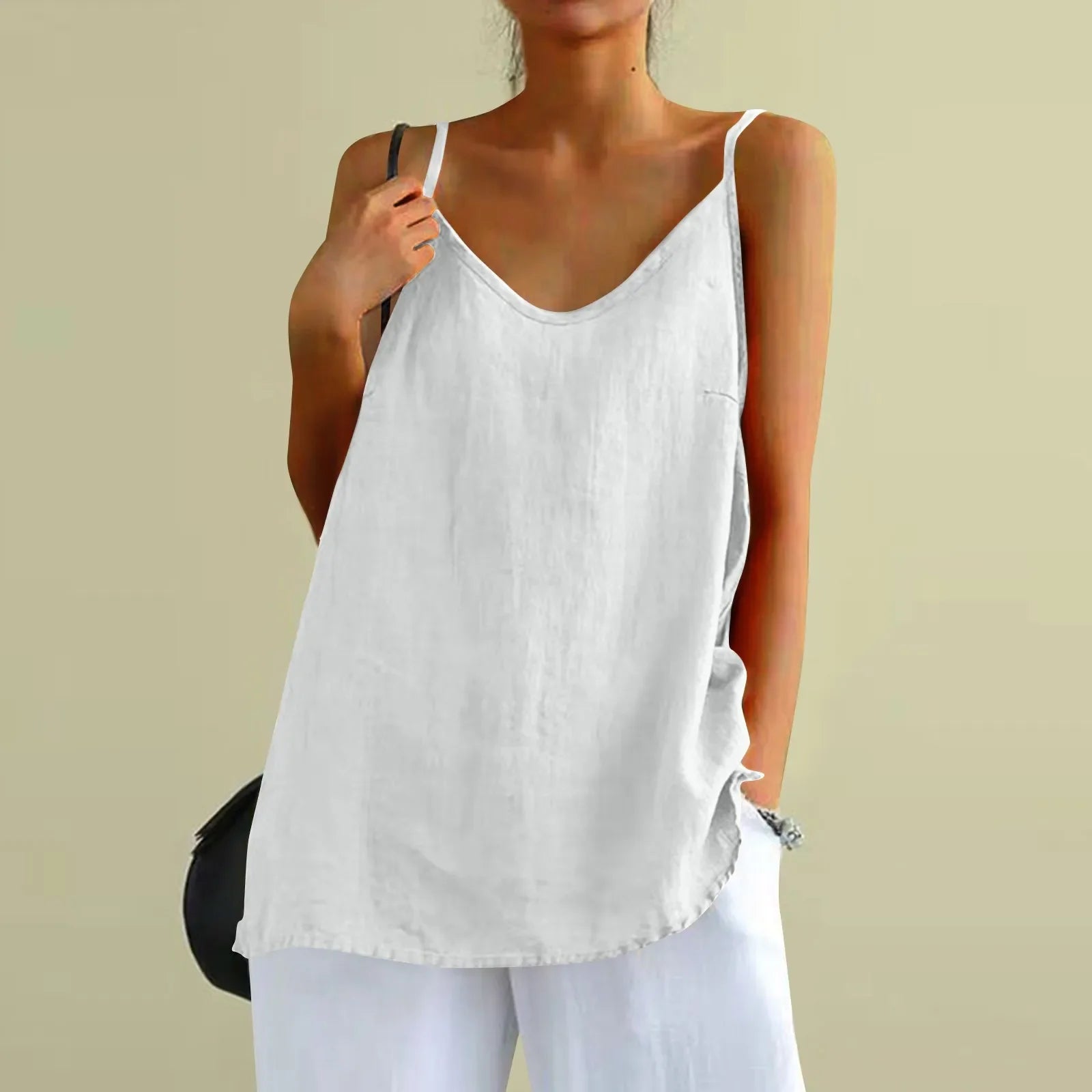 Dames Mouwloze Katoen-Linnen Blouse | Ademend & Losvallend - Lethya