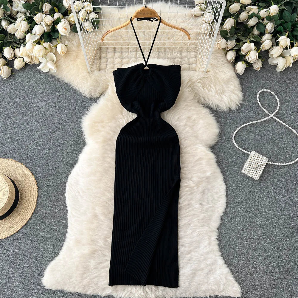 Modieuze Maxi Gebreide Rugloze Jurk voor Dames | Elegante Zomerjurk voor Feestjes - Tiennet