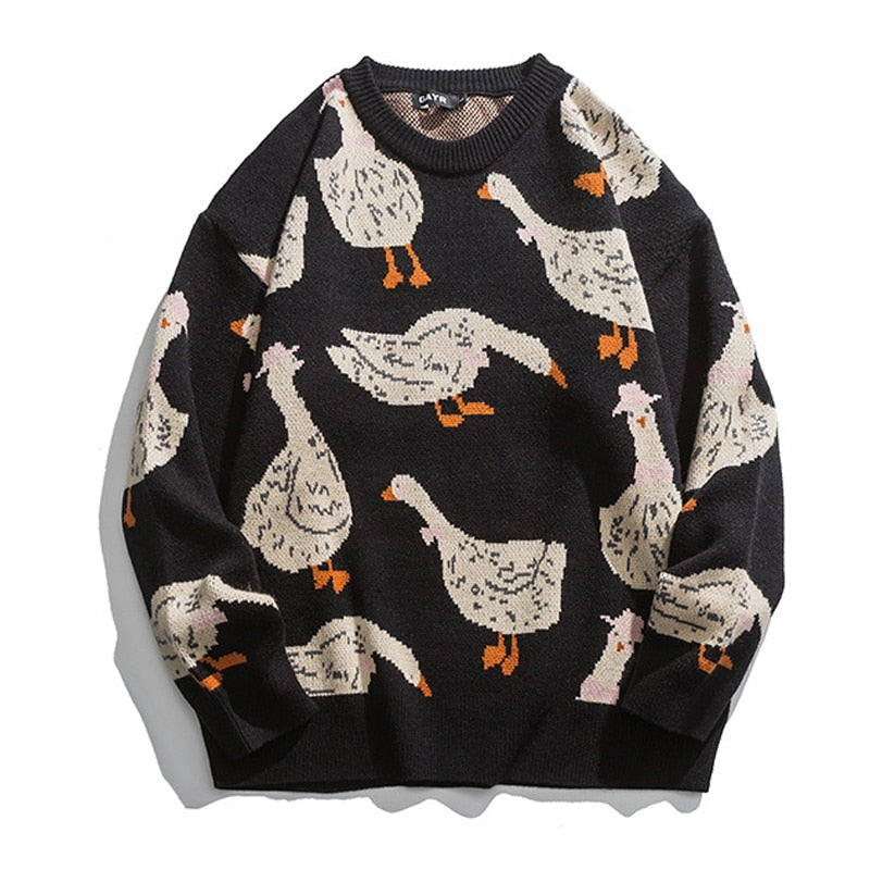 Heren Sweatshirt met Gans- en Eendprint | Speelse Harajuku Stijl - Sebastian