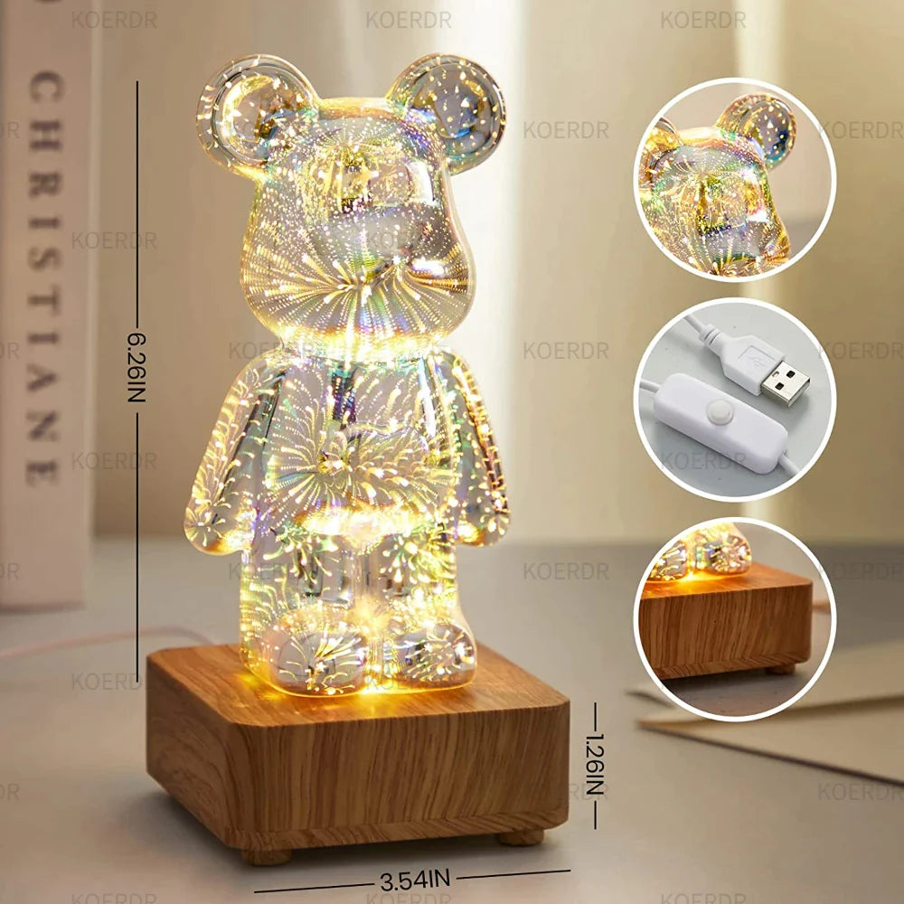 FlashBear | sfeerlamp | 3D vuurwerkprojectie | Unieke Beerlamp