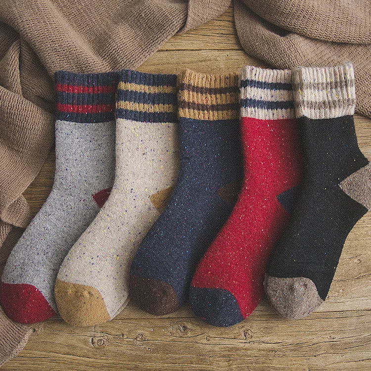 Gestreepte Gestippelde Garen Dikke Terry Wollen Sokken Vrouwen - Niccs