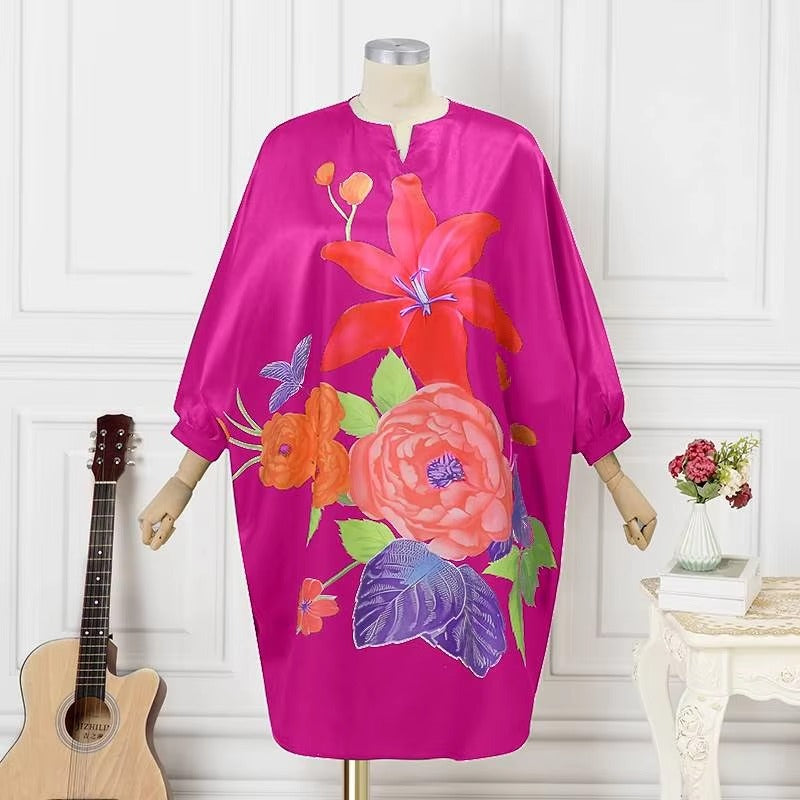 Bloemen Midi-Jurk | Boho-Jurk met 3/4 Vleermuismouwen voor Dames - Madise