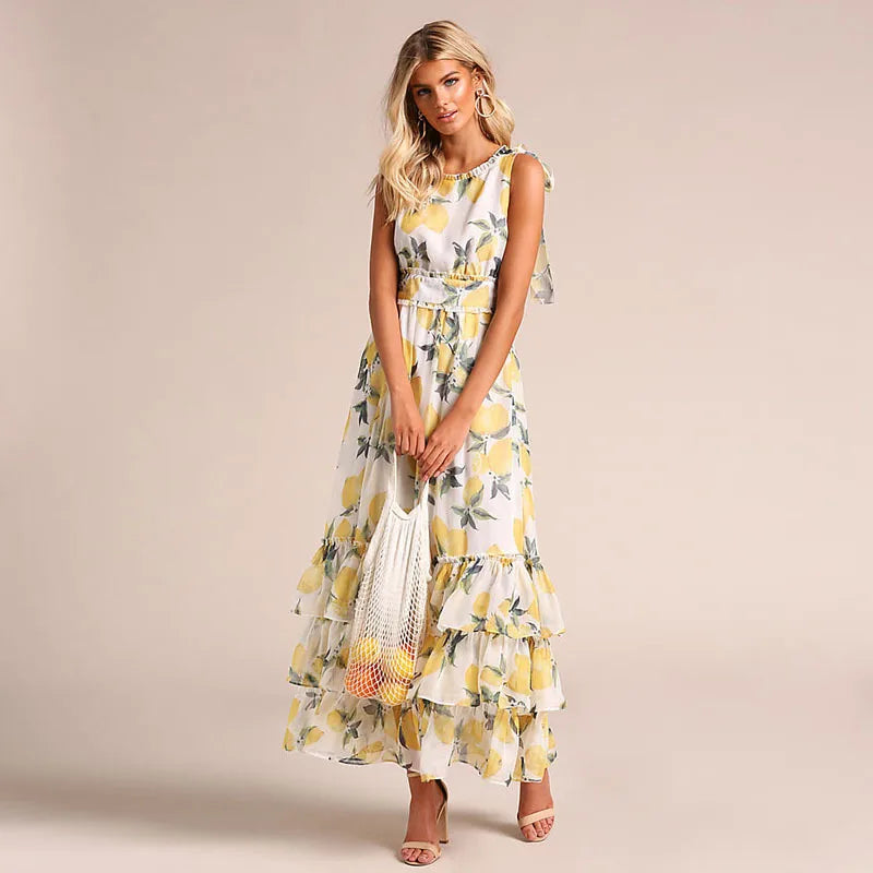 Dames Gebruikte Maxi Strandjurk | Ademend Lente/Zomer Maxi Jurk - Zirela