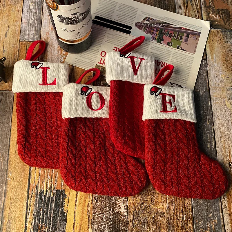 Ornamenten Kerstboom Alfabet | Gebreide Sokken Decor | Kerst decoratie - KnitSocks