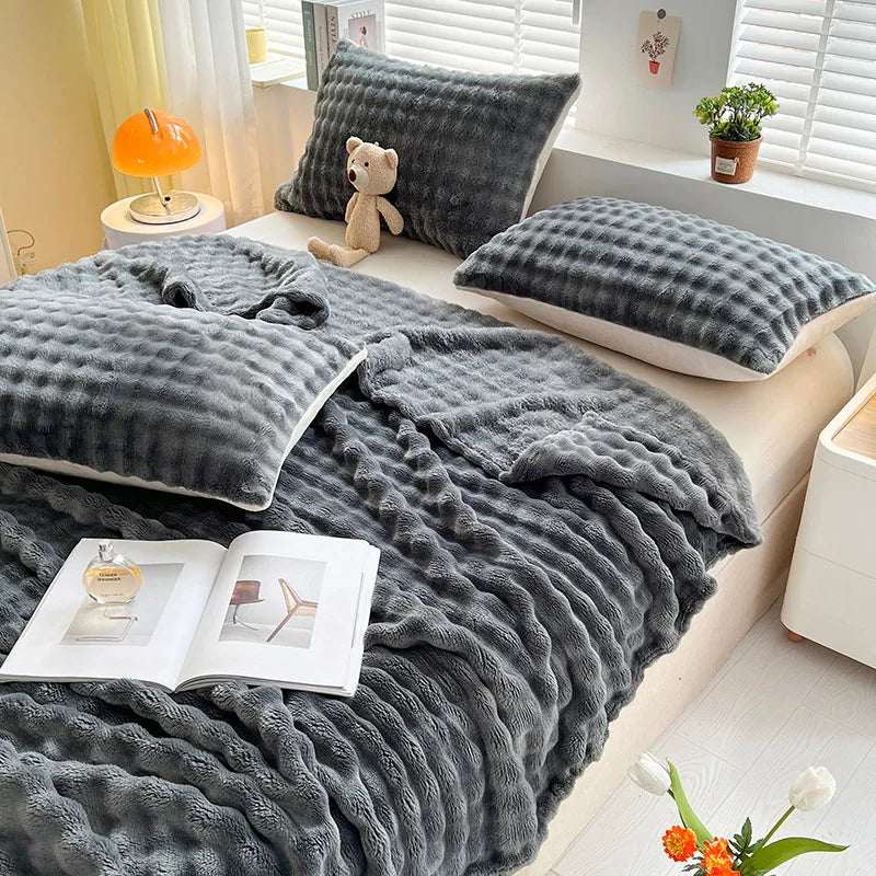 Coral Beds Bubbelvormige fleece flanellen dekens - Pedsy