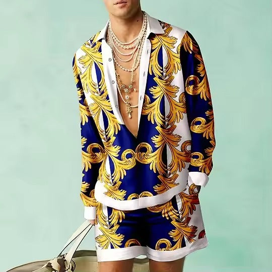 Herens 3D Grafisch Shirt en Korte broek Set | Moeiteloze Stijl voor Lente & Zomer - Burmy
