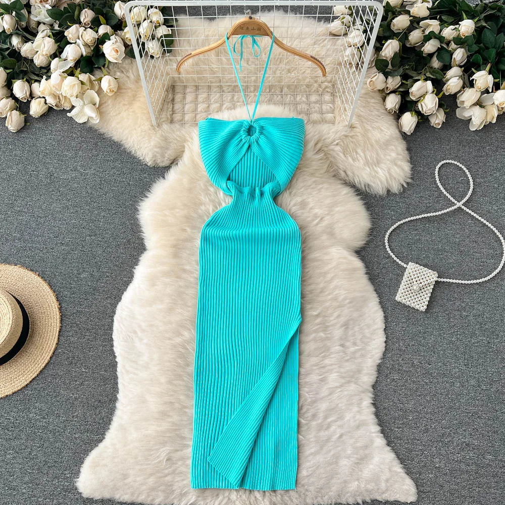 Modieuze Maxi Gebreide Rugloze Jurk voor Dames | Elegante Zomerjurk voor Feestjes - Tiennet