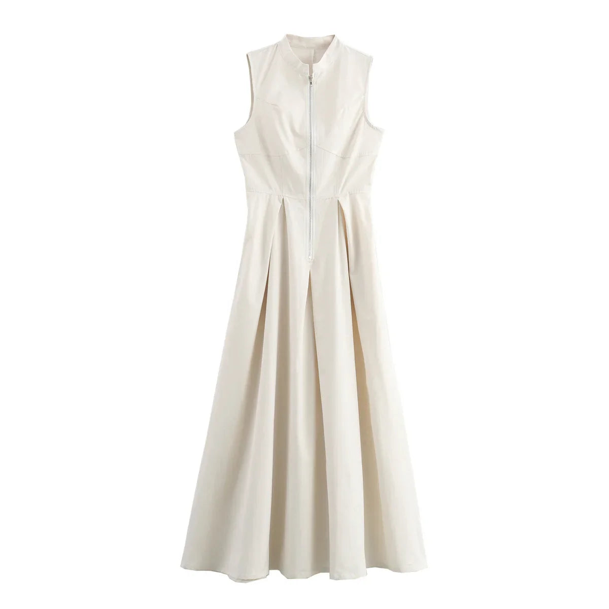 Dames Mouwloze Geplooide Elegante Lange Feestjurk - Sherryl