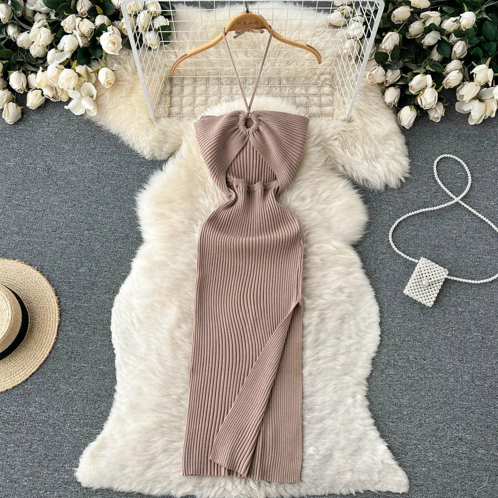 Modieuze Maxi Gebreide Rugloze Jurk voor Dames | Elegante Zomerjurk voor Feestjes - Tiennet