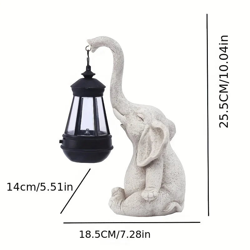 Olifant met zonnelantaarns tuinbeeldhouwwerk ornament - Ephant