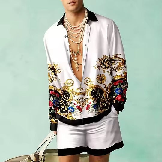 Herens 3D Grafisch Shirt en Korte broek Set | Moeiteloze Stijl voor Lente & Zomer - Burmy