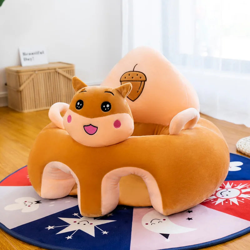 Baby Zitbank, Zacht Babystoeltje om te Leren Zitten | Laag Voedingsstoeltje voor Kinderen | Schattig Opgezet Dier Ontwerp  - Huggie