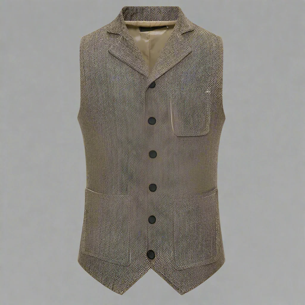Stijlvolle Heren Herringbone Denim vest | Tijdloos Design voor Lente en Herfst - Aliston