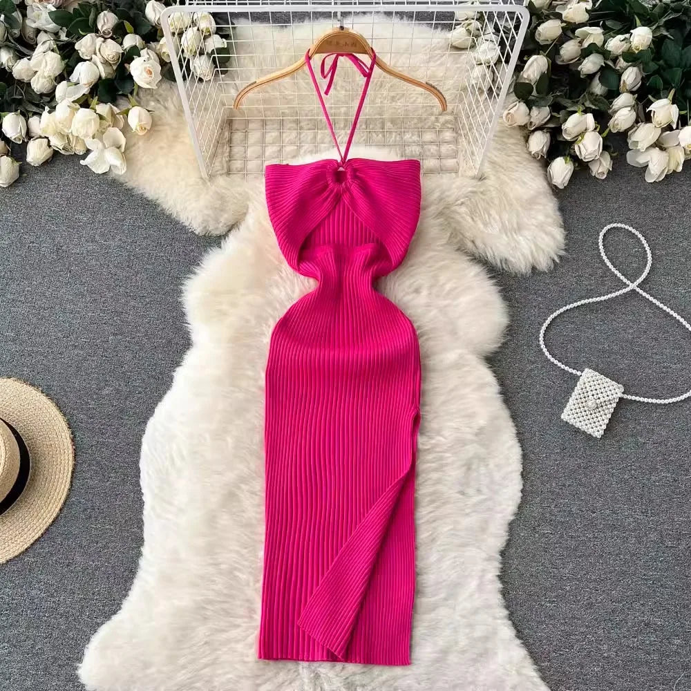 Modieuze Maxi Gebreide Rugloze Jurk voor Dames | Elegante Zomerjurk voor Feestjes - Tiennet