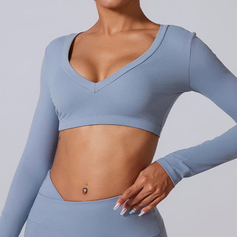 Dames Sportshirt met Lange Mouwen | Open Rug & Sneldrogend voor Gym & Yoga - Jorgie