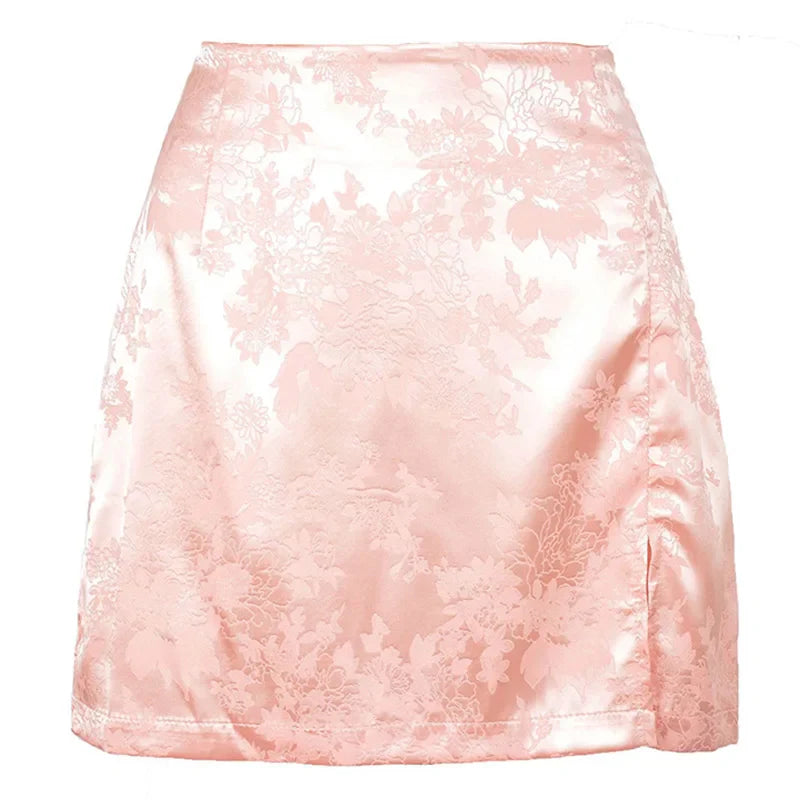 Jacquard Satijnen Mini-Rok | Hoge Taille & Elegante Uitstraling - Aiza