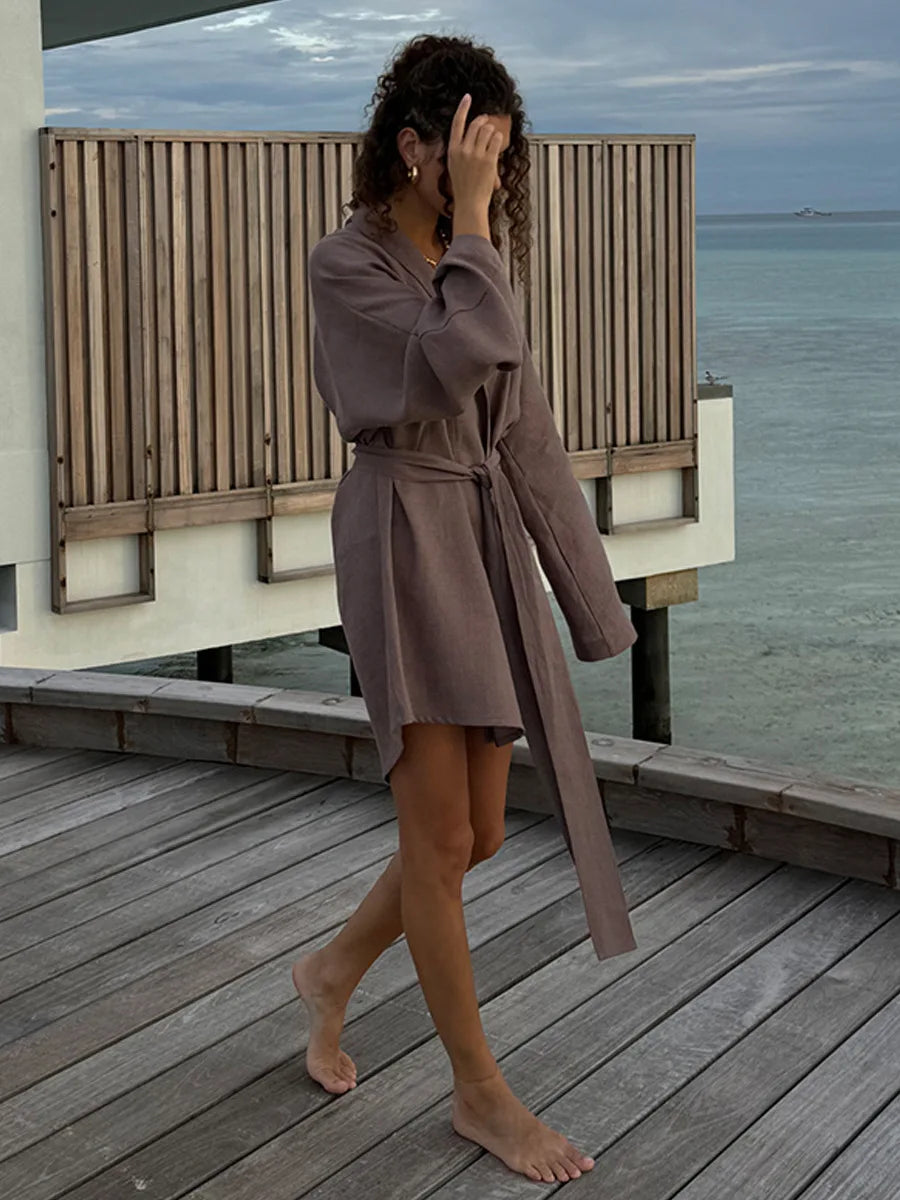 Katoen-Linnen Kimono Jurk met Kant | Licht & Elegant - Sheraya